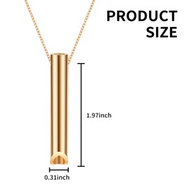 Breathing Necklace,Necklaces Stress Relief Carry for Anxiety-Portable Breath Aids Inhaler Holder Lanyard Simply Vaporless Stainless Steel Whistle,for Adults Women Men Meditation(Gold)