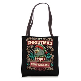 Newfoundland Dog My Christmas Spirit Dogs Santa Claus Elf Tote Bag