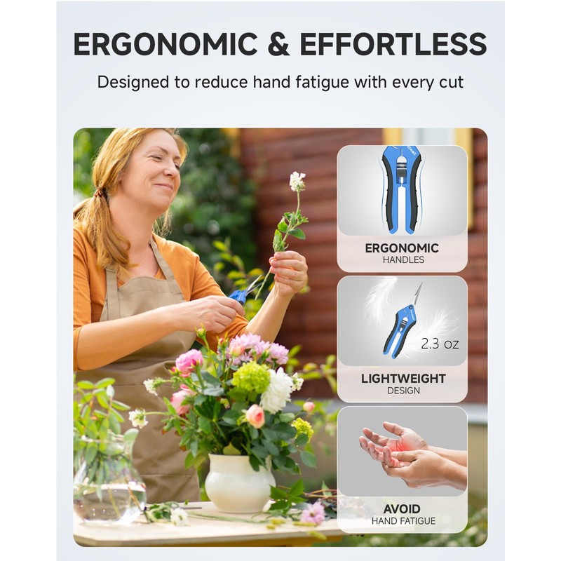 Fondwell 6.5" Pruning Shears Trimming Scissors: Small Garden Snips with