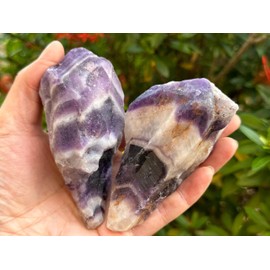 GAF TREASURES Chevron Amethyst Rough, Natural Chevron Amethyst Rough, Raw Chevron Amethyst Stone, Healing Crystals (9-12 oz)