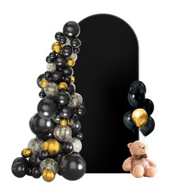 JEBUTU 2,2m/7,2ft Bogen Hintergrund Abdeckung Schwarz, Runde Oberseite, Doubleside, Hochzeitsbogen Hintergrund Abdeckung für Hochzeit, Party Dekoration, Geburtstag, Zeremonie, Jahrestag, Bankett