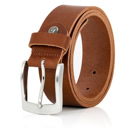 LINDENMANN Men's Leather Belt 40 mm Wide Belt Full Cowhide Leather Cognac, Cognac
