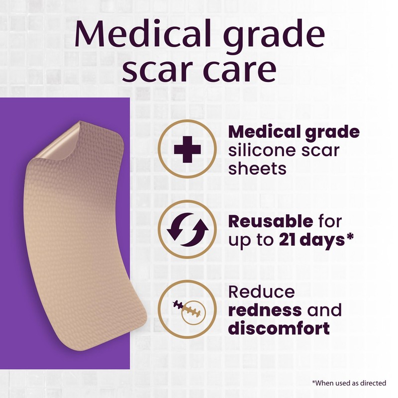 Mederma Large Medical Grade Silicone Scar Sheets; Improves The Appearance