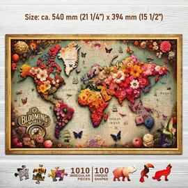 WOODEN.CITY Wooden Puzzle 1000 Pieces for Adults - Colorful Map - Made in EU