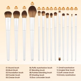 NEUTYPECHIC 14-Piece Professional Makeup Brush Set, Eyeshadow Brush Set, Long-Handled Brushes with Soft Bristles Include Concealer Eyeshadow Brush Lip Brush Foundation de Teint