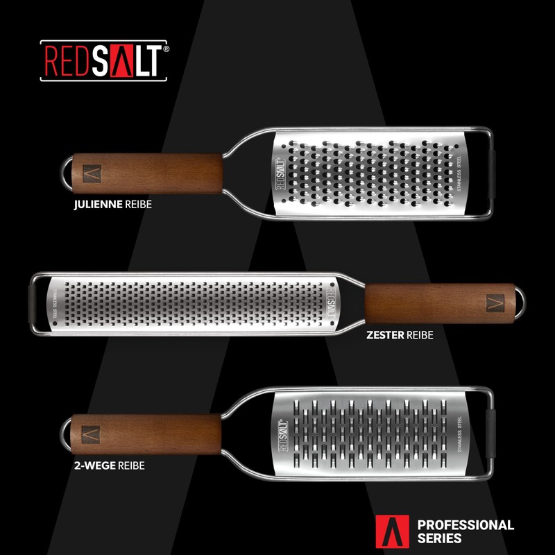 REDSALT® Premium Zester Julienne Stainless Steel Grater Set with Wooden