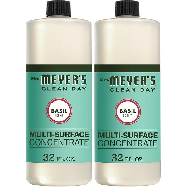 Mrs. Meyer's Clean Day Multi-Surface Cleaner Concentrate, Use to Clean Floors, Tile, Counters, Basil Scent, 32 Oz - Pack of 2