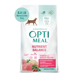 OPtimeal Natural Dry Cat Food for Adult Cats - Proudly Ukrainian - Tasty and Nutritional Cat Food Dry Recipe with Immunity Support for Healthy Felines (8.8 lbs, Turkey & Barley)
