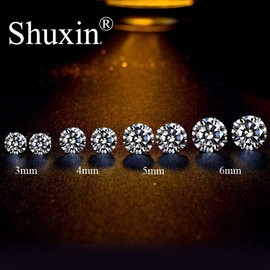 Shuxin Silver Stud Earrings for Women, 4 Pairs 925 Sterling Silver Cubic Zirconia Stud Earrings Set, Hypoallergenic Small Sleeper Cartilage Studs, with Clear 5A Cubic Zirconia, Size: 3, 4, 5, 6mm