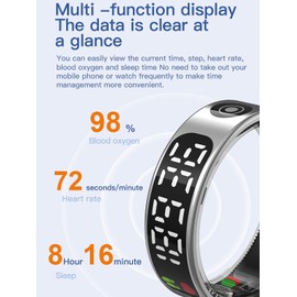 Smart Ring with Screen Anillo Inteligente Heart Rate Monitor Sleep Tracker Step Counter Calories Health Fitness Ring Waterproof Remote Camera Smart Rings for Men Women