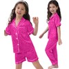 SWOMOG Kid's Silk Pyjamas 3 Piece Girls Boys Satin Pyjamas