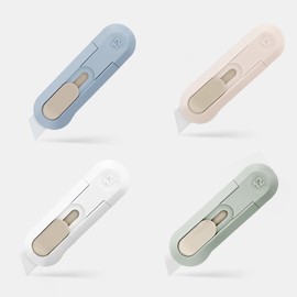 4-Pack Safety Box Cutter, Retractable Letter Opener with Ceramic Blade, Utility Knifes for Boxes, Cartons, Cardboard Cutting, for Home, Office, Craft Use