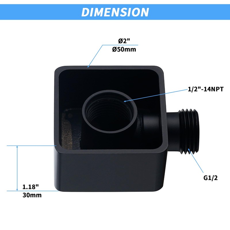 UCLIMAA Wall Supply Elbow for Handshower, Brass Square Wall Mount