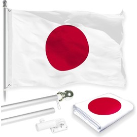 2x3 Foot Japan Polyester Flag Display Set Also Includes 1 Deluxe 4 Foot 2 Piece Spinner Flagpole and 1 Heavy Duty Mounting Bracket
