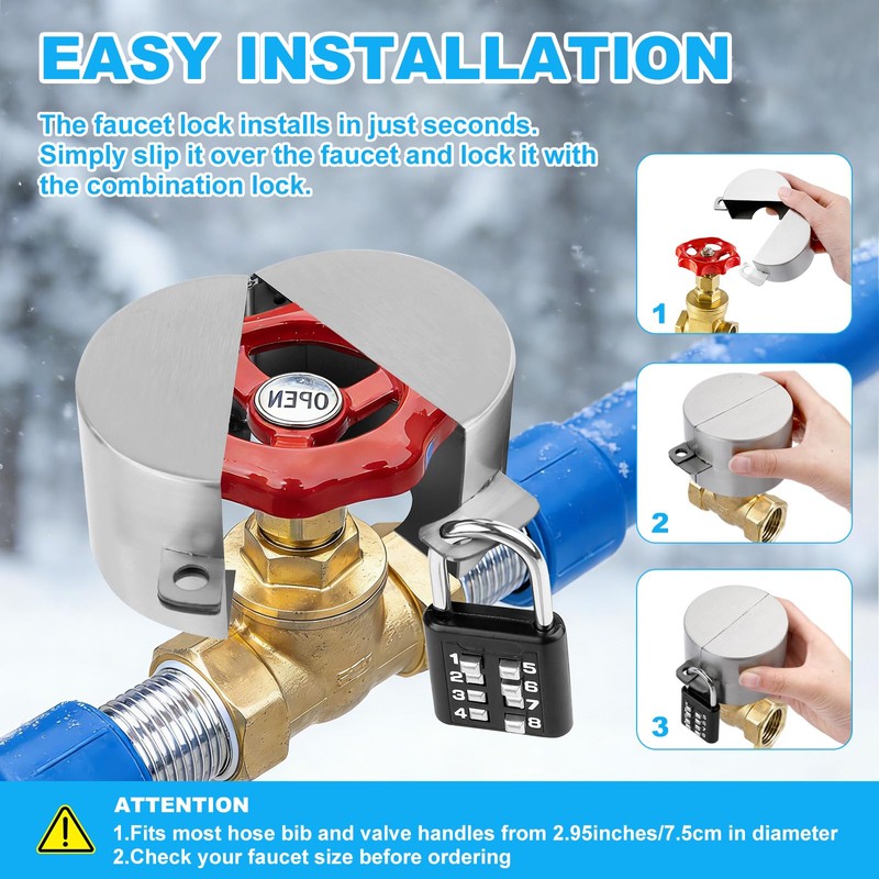 Faucet Locks Outdoor, Stainless Steel Water Spigot Lock for Garden