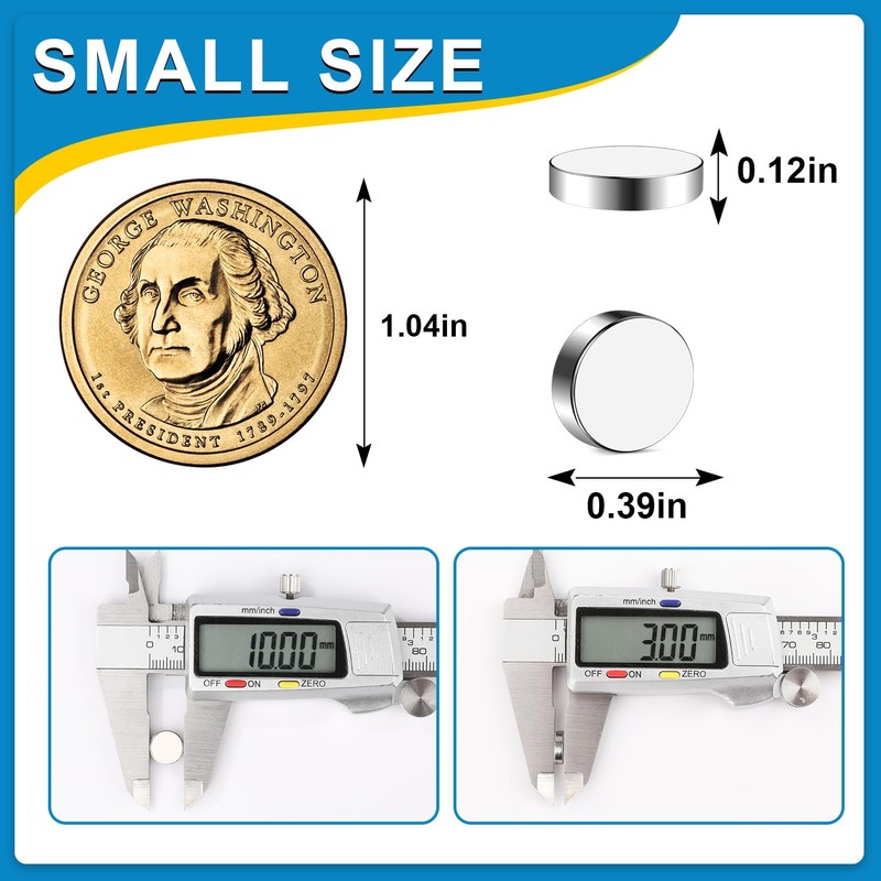 Small Magnets, 60 Pack Refrigerator Magnets 10x3mm Rare Earth Magnets