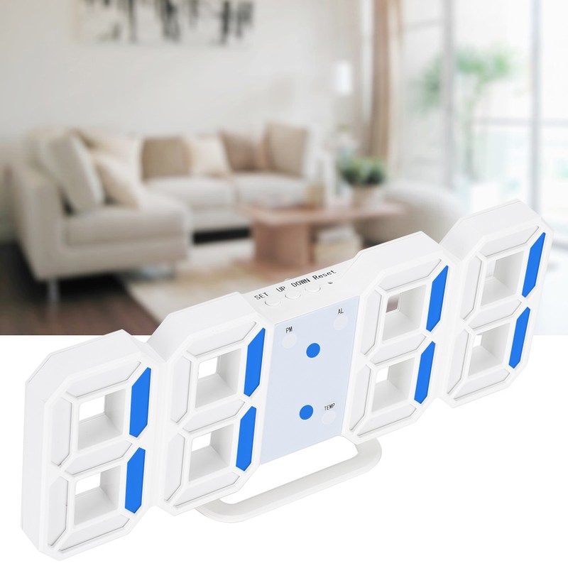 3D Digital LED Wall Clock Alarm Number Time Display USB