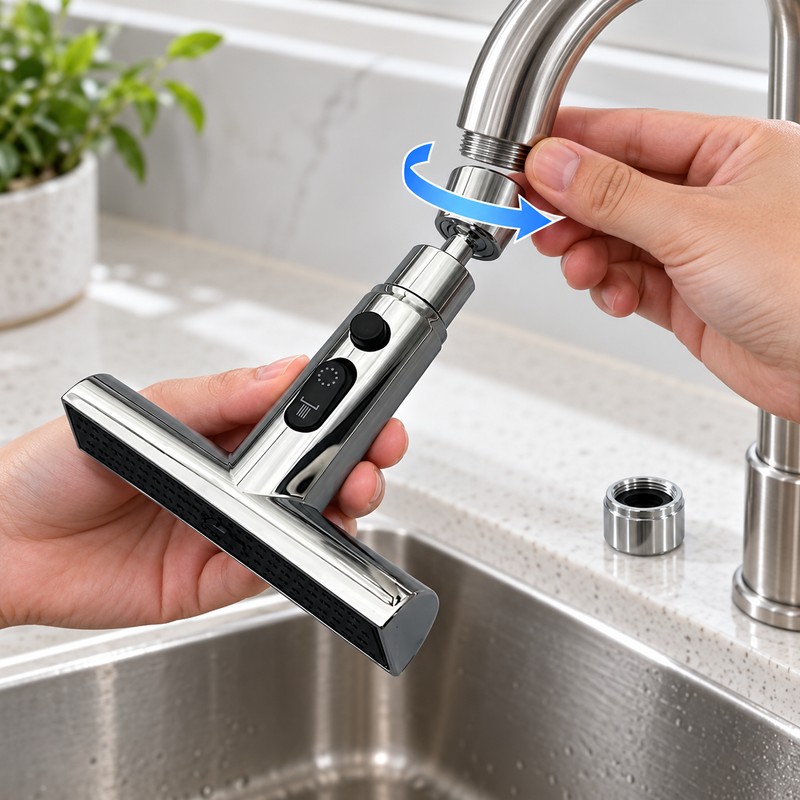 Rotatable 3-Mode Waterfall Faucet Extender – Adjustable Sink Sprayer Nozzle