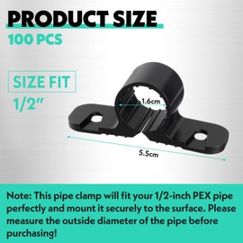 100 Pack 1/2 Inch Pipe Supports Suspension Clamp Pipe Clamps Pex Clamps for Pex, Copper, CPVC