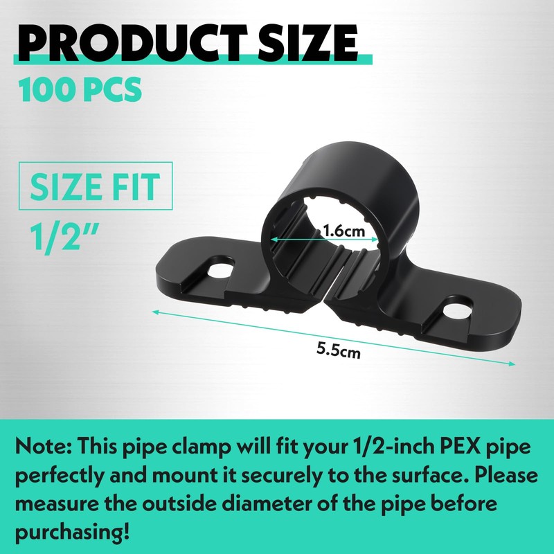 100 Pack 1/2 Inch Pipe Supports Suspension Clamp Pipe Clamps