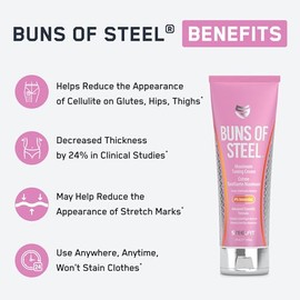 SteelFit- Crema anticelulítica Buns of Steel | Suministro para 15 a 20 días | Crema de máxima definición activada por calor para el tratamiento de la celulitis