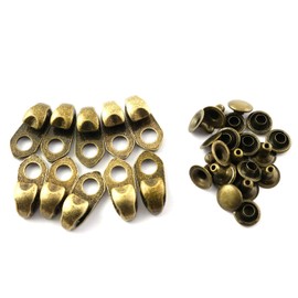 LQ Industrial Shoe Lace Hook 10 Set Bronze Alloy Shoelace Buckles Boot Hooks with Rivets for Repair Leather Boot Shoes