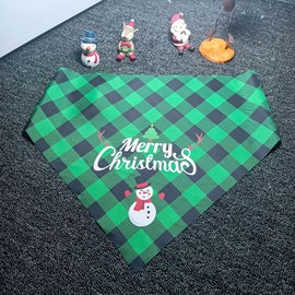 2 Pack Dog Bandana Christmas Classic Plaid Pet Scarf Triangle Kerchief Merry Christmas Santa Snowman Print Pet Bandana for Medium Large Dogs Pets (Style1, 66 * 43 * 43cm)
