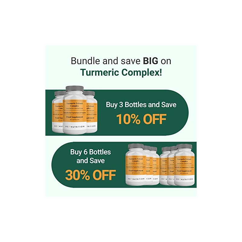 Hey Nutrition Turmeric Extract Complex - Vitamin D3 & C,
