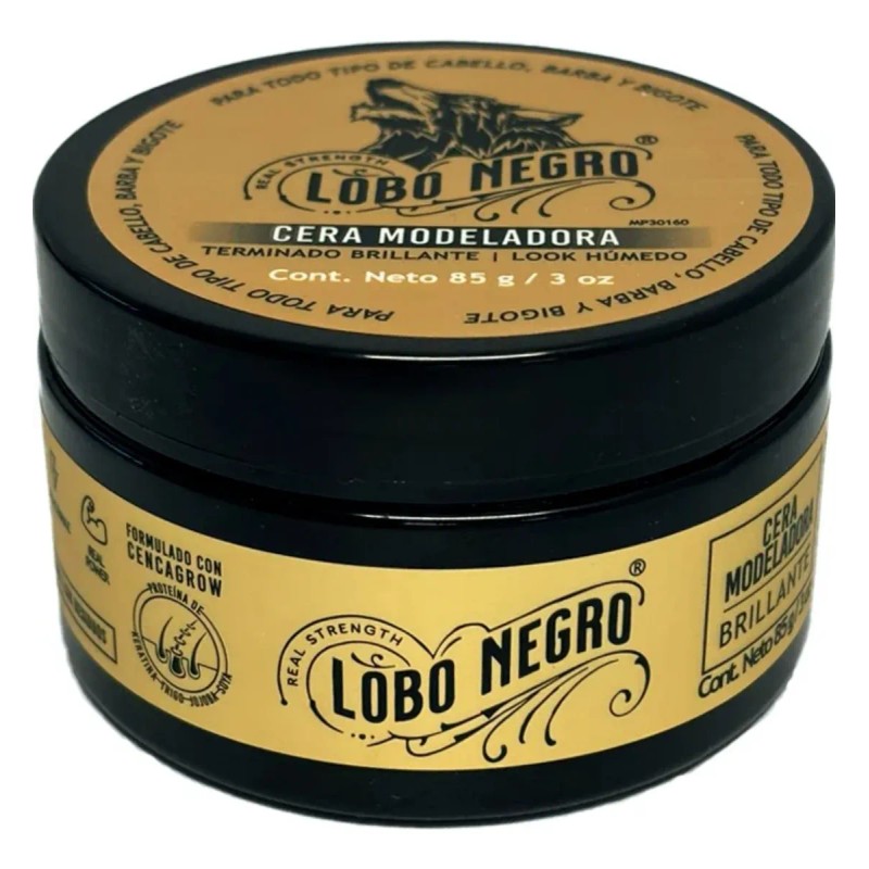 Cera Efecto Brillante Cabello, Barba Y Bigote 85g Lobo Negro