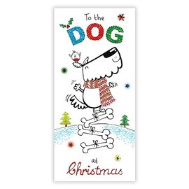 To the Dog Christmas Card - Dog and Wrapped Bones - Contemporary Festive Design - Made in the UK - Eco-Friendly