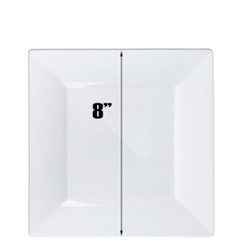 EcoQuality 8" inch White Square Plastic Plates - Disposable China Like Party Plates, Heavy Duty Salad Plates, Dessert Plate, Dinners, Dessert, Wedding, Serveware, Catering (20)