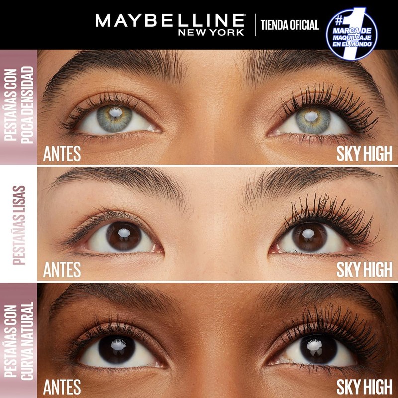 Maybelline Sky High Máscara de Pestañas, Longitud y Volumen 12H,