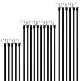 HOXWELL Rubber Bungee Cords with Hooks, 100% EPDM Bungee Cord with 150% Max Stretch, 15", 21", 31" (20 Pack) Heavy Duty Bungee Straps for Securing Tarps, Canvases, Cargo, Motorcycle, Weatherproof