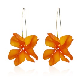 Boho Flower Floral Petal Earrings Flower Hoop Acrylic Dangle Earrings for Women Christmas Valentines Mothers Day Birthday Gifts for Her Women Mom Wife Sister (Orange)