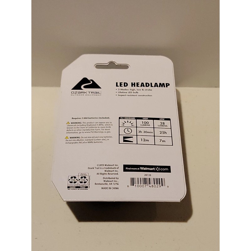 Ozark Trail New Ozark Trail 100 Lumens LED Headlamp Battery