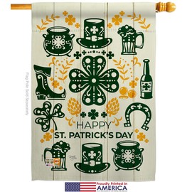 Irish For A Day House Flags Pack Springtime St Patrick Shamrock Leprechaun Lucky Coin Holiday March Clover Support Our Troops Small Decorative Gift Yard Banner Made In USA 28 X 40