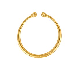 Eyixvan18k Yellow Gold Diamond Cut Elegant Flower Adjustable Cuff Bangle Bracelet for Women