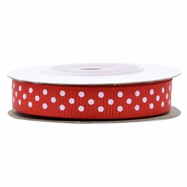 SHTGOI 1 Roll 5 Yards Satin Ribbon with Dots Gift Ribbons 1 cm Wide Ribbon Silk Fabric Ribbon Grosgrain Ribbon Decorative Ribbon for Wedding Birthday Valentine's Day Flowers DIY Party Decoration Red