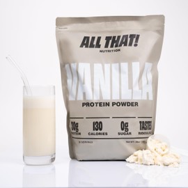 ALL THAT! NUTRITION Vanilla Whey Protein Powder, 30G of Protein, Low Calorie & Fast-Absorbing, 0 Sugar, Soy-Free & Gluten-Free Protein Powder, 30 Servings