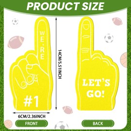 Sinmoe 48 Pieces Sport Party Favors Sports Fan Foam Finger Mini Foam Finger #1 Basketball Baseball Football Soccer Team Cheerleader Gifts for Sporting Events Games Birthday Party Supplies (Yellow)