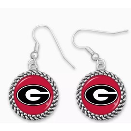 From the Heart 57438 Georgia Bulldogs Silver Olivia Charm Silver Earrings Jewelry Gift UGA