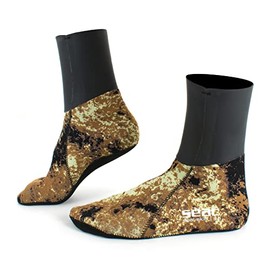 Seac Seal Skin Camouflage 3mm Neoprene Warming Socks for Freediving and Spearfishing