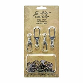 Metal Swivel Clasps by Tim Holtz Idea-ology, 12 Clasps per Pack, 2-3/4 and 3-3/4 Inches, Antique Finishes, TH92677