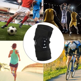 1-Piece Professional Knee Support with Metal Hinges and Integrated Side Stabilisers, Adjustable Knee Support for Sports, Basketball, Running