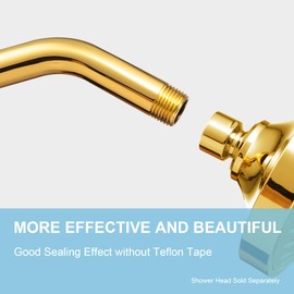 OFFO Shower Arm with Flange, 6 in Bright Gold Wall Mount Replacement Angle Shower Head Arm Wall-Mounted For Fixed Shower Head & Handheld Showerhead