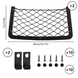 ASelected 2 Pcs Storage Nets for Campervans Car Storage With 2 Hooks Net Storage Nets,With Plastic Frame for Storing Phone Water Bottle Toiletry(18X36Cm)