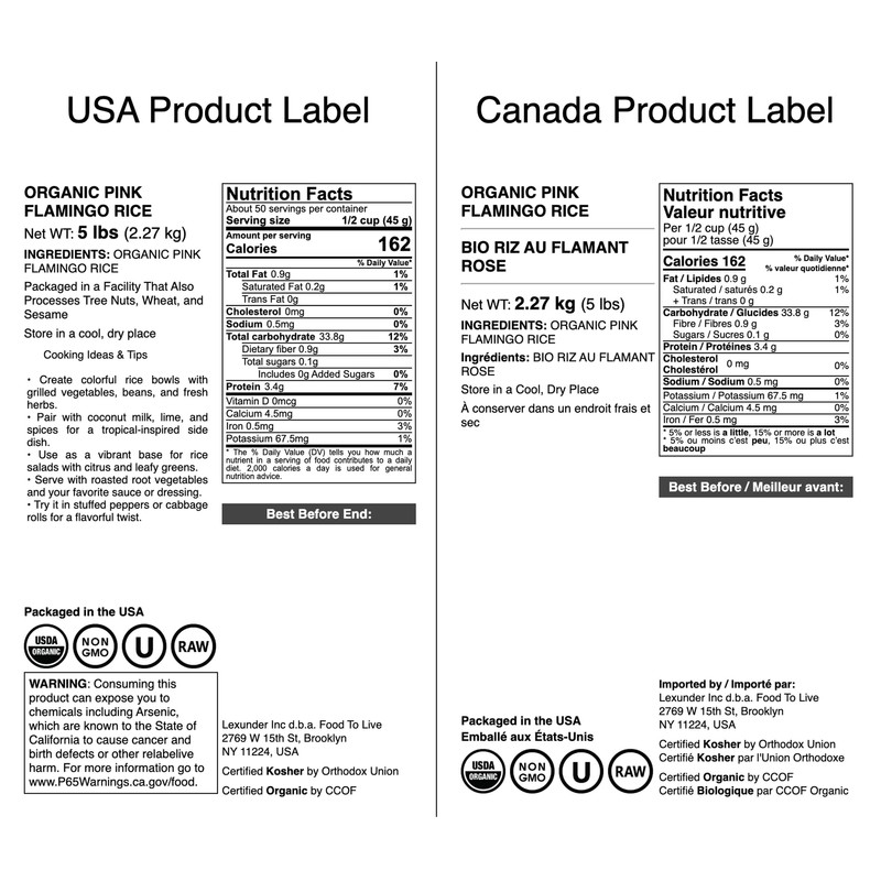 Food to Live Organic Pink Flamingo Rice, 5 Pounds –