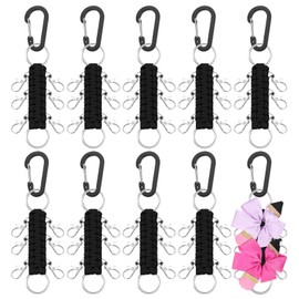 Berlune 20 Pcs Cheer Bow Holder for Backpack Paracord Keychain Cheer Bow Keychain for High School Cheerleading Teen Girls (Black)