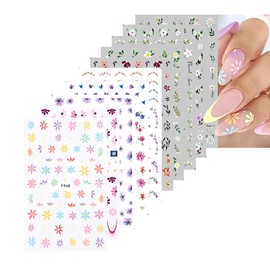10 Sheets Flower Nail Stickers Spring Nail Art Decals 3D Self-Adhesive Colorful Daisy Blossom Floral Leaf Nail Designs Nail Stickers for Women Girls Kids DIY Nail Decoration Nail Supplies Accessories