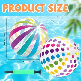 2 Pcs Wasserbälle Aufblasbar,Aufblasbarer Wasserball,Rainbow Beach Balls,Aufblasbarer Strandball,mit einer aufblasbaren pumpe,für Kinder Erwachsene Sommer Strand Beach Pool im Freien Party
